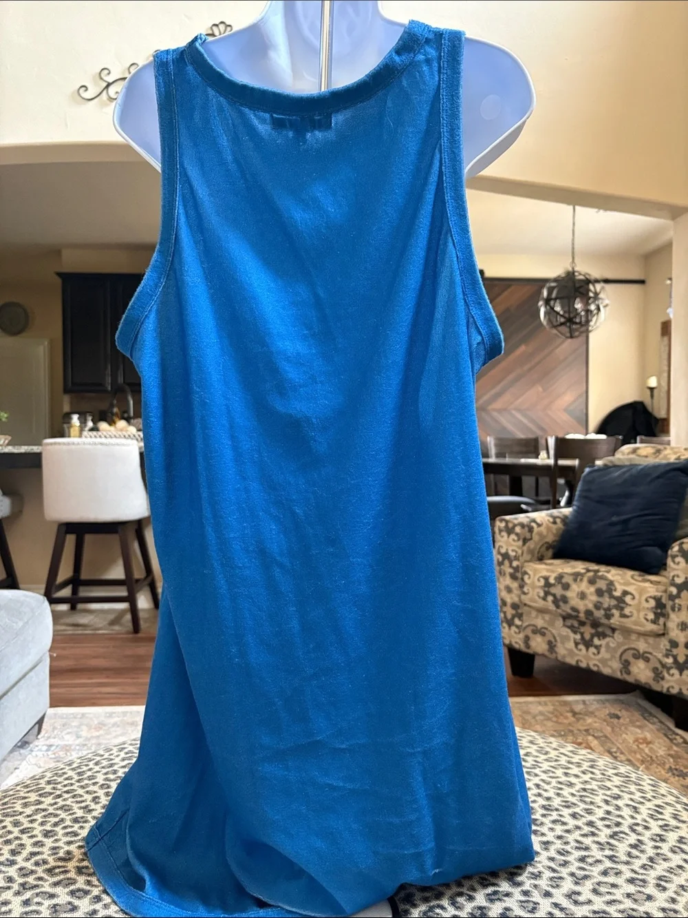 Bright Blue Women's Tank Top with Pink Lobster Motif